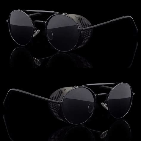 steampunk side shield sunglasses|circle sunglasses with side shields.